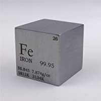 Cubo de metal de hierro puro de 25-4 mm- 128 g- 99-95% grabado- tabla periódica